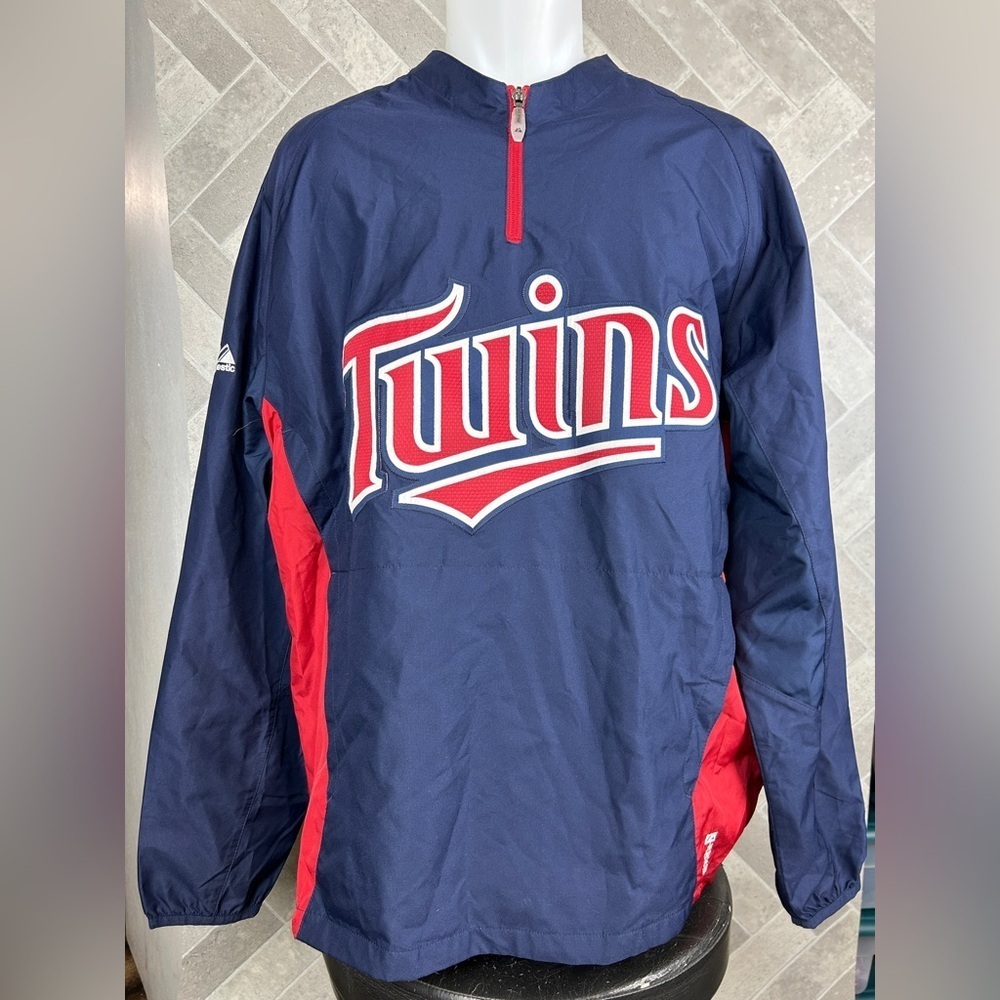 Majestic Minnesota Twins windbreaker pull over cool base size M MLB - Picture 3 of 10